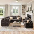 98" Modular Sofa with Swivel Chairs, Modern L Shape Cloud Sectional Couch Plush Corduroy 5 Seater Deep Seat Sofas Set & Accent Armchair Set of 2 for Living Room, Gray
