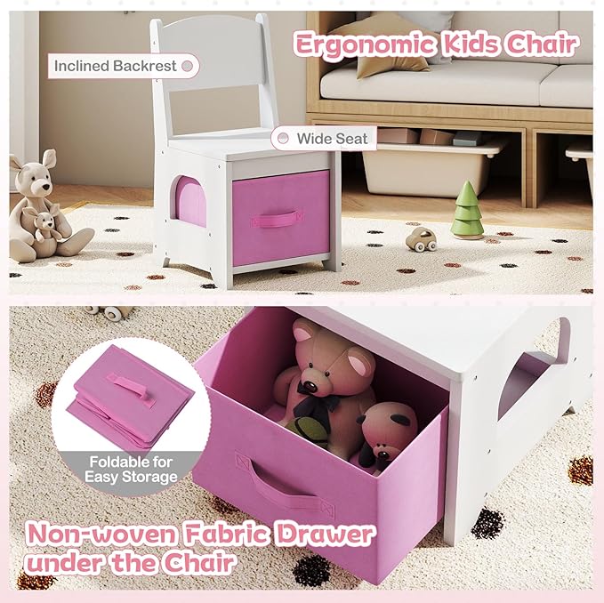 HONEY JOY Kids Vanity with Lights and Open Bookshelf, Cloud Princess Makeup Dressing Desk, Drawers, Wooden Pretend Play Toddler Vanity Table & Chair Set with Lighted Mirror for Little Girls (White)