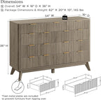 T4TREAM Fluted 9 Drawer Dresser, Modern Chest of Drawers, Curved Profile Design, Dresser TV Stand, Wood Drawer Organizer for Bedroom, Living Room, Hallway, Grey Alder