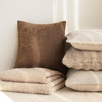 Foindtower Set of 2 Soft Textured Chenille Throw Decorative Pillow Covers Square Accent Solid Cushion Cover Cozy Neutral Farmhouse Pillow Case for Couch Sofa Bedroom Living Room 16x16 Inch,Dark Bronze
