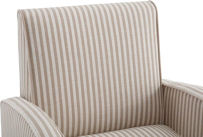 Striped Accent Chair for Living Room, Farmhouse Linen Upholstered Striped Arm Chair Seat Reading Chairs Bedroom Side Seating for Home Office, Beige with Stripe