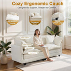 77" Cloud Chenille Sofa Set with Pillows, Deep Seat Loveseat Couch for Apartments, Space Saving 2-Seater with Solid Wood Frame, Easy Assembly (1YR Guarantee)