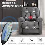 Large Power Lift Recliner Chair with Massage and Heat for Elderly, Wide Padded Recliner with 2 Cup Holders, Side Pocket & USB Charger(1, Dark Gray)
