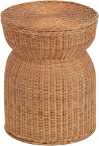 Kate and Laurel Thatch Modern Woven Rattan Round Storage Side Table, 17 x 17 x 21, Natural Rattan, Lift-Top End Table for Use as Hidden Storage Basket, Nursery Toy Storage, or Small Laundry Hamper