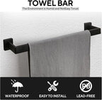 10 Pieces 23.6-Inch Bathroom Hardware Accessories Set,Black TStainless Steel Bathroom Hardware Set,Bath Towel Bar Kit