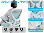 Office Chair - Ergonomic Desk Chair with Adjustable Lumbar Support, Mesh Computer Chair, Executive Office Chairs for Adults, Wide Seat Office Chair Back Support for Tall Men (Lake Blue)
