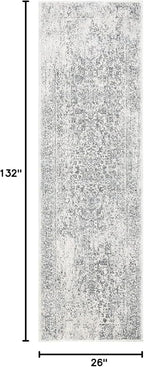 SAFAVIEH Evoke Collection Runner Rug - 2'2" x 11', Ivory & Grey, Distressed Design, Non-Shedding & Easy to Clean, Ideal for Foyer, Bedroom, Kitchen, Hallway (EVK256F)