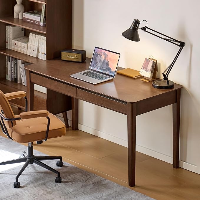 YESWOOD Vintage Solid Wood Computer Desk, Office Desk with Storage Drawers, Writing Desk for Home Office, Study 47.24" W