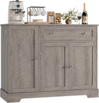 HOSTACK Buffet Cabinet with Storage, Modern Sideboard Buffet with Doors, Wood Coffee Bar Kitchen Storage Cabinet with Drawer and Adjustable Shelf for Kitchen, Dining Room, Living Room, Ash Grey