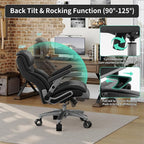 Big and Tall Office Chair with 5D Arms, 600lbs Heavy Duty Desk Chair with Adjustable Lumbar Support, PU Leather High Back Ergonomic Executive Computer Chair with 3'' Silent Casters