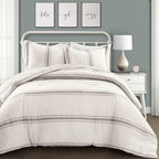 Lush Decor Farmhouse King Size Comforter Set, Reversible Cotton, 3 Piece Set, California King, Gray - Cozy Bedding - Rustic Decor - Modern Farmhouse Bedroom Decor