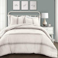 Lush Decor Stripe Reversible Cotton Comforter Set, Cozy Farmhouse Bedding Set, Full/Queen, Gray, 3 Piece Set