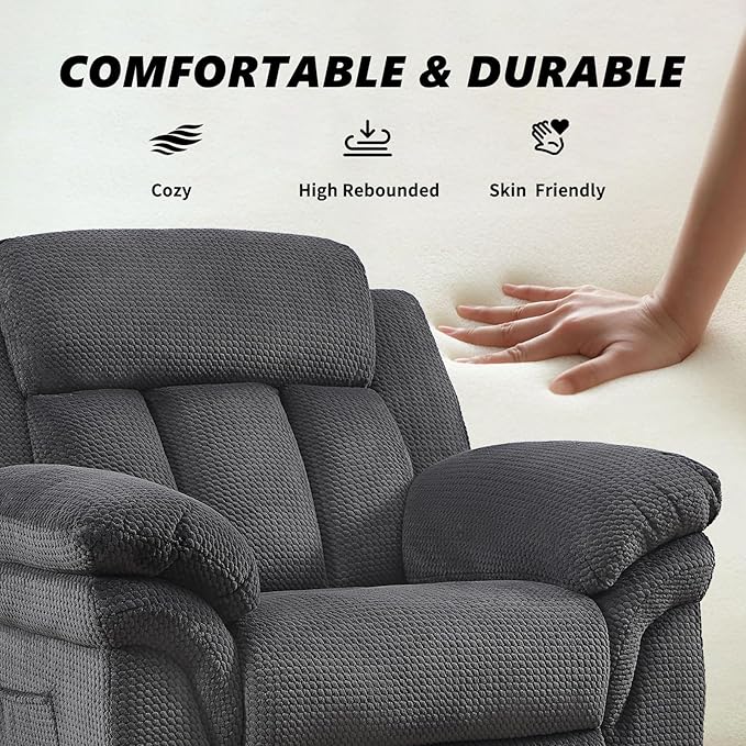 CANMOV Recliner Sofa Set, Manual Recliner Loveseat and 3-Seat Sofa with Overstuffed Armrest for Living Room,Bedroom Furniture,Office,2+3 Seat Grey