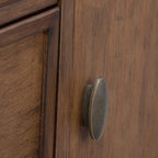 SIMPLIHOME Redmond SOLID WOOD 39 inch Wide Transitional Medium Storage Cabinet in Rustic Natural Aged Brown with 3 Small Drawers, 1 Large Drawer