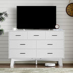 Dresser for Bedroom with 7-Drawer, 47.2" Wide Modern Chest of Drawers with Metal Handles, X-Shape Base & Adjustable Center Leg, Anti-Tip Closet Organizers and Storage