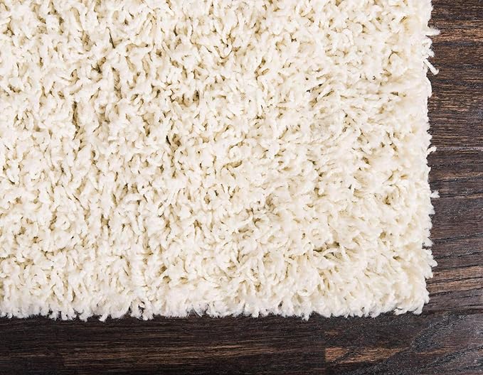 Unique Loom Solid Shag Collection Area Rug (2' 7" x 19' 8" Runner, Pure Ivory)