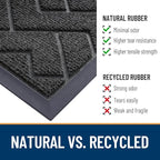 OLANLY Front Door Mat Indoor Outdoor Entrance, Waterproof All-Season, All-Weather Doormat, Sturdy Natural Rubber, Low Profile, Easy Clean Patio Porch Entryway Mat, Herringbone Brick (Black, 59x23)