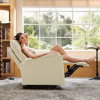 COLAMY Faux Leather Swivel Recliner Chair with Footrest, High Back with Double-Layer Cushion, Glider Recliner for Nursery & Living Room, Bedroom, Mist