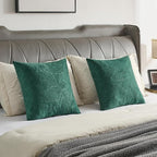 FUTEI Christmas Dark Green Velvet Throw Pillow Covers 16x16 Inch Set of 2,Soft Embossed Leaf-Relief Textured Cushion Cases,Natural Home Decor for Couch Living Room