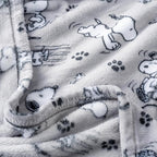 Berkshire Blanket Peanuts® VelvetLoft® Cute Character Snoopy Plush Throw Blanket,Peanuts Poses and Paws Grey,Throw 55 in x 70 in (Official Peanuts® Product)
