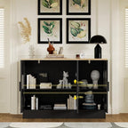 Anystyle 43.3”W Black 3 Door Buffet Cabinet, Coffee Bar with Adjustable Shelf, Kitchen Sideboard for Living Room, Kitchen