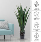 Pure Garden Set of 2 Giant Agave Faux Plants - 52-Inch Fake Succulents with Pots - Artificial Trees Blend Southwestern Style with Modern Home Decor