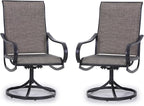 PHI VILLA Patio Swivel Dining Chairs Set of 2, Outdoor Metal Chair with Textilene Mesh Fabric, Patio Chair with Armrest, Black Frame for Patio Deck Garden