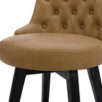 Watson & Whitely Modern Swivel Bar Stools, Faux Leather Upholstered Counter Height Bar Stools with Back, Solid Wood Legs, 26" H Seat, Set of 2, Cognac