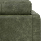 SIMPLIHOME Morrison Accent Chair - 43 inch Wide Upholstered Top Grain Genuine Leather Mid-Century Modern Arm Chair with Solid Wood Frame in Moss Green, for Living Room with 2 Bolster Pillows