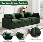 Modular Sectional Sofa, 111.5 Inch I-Shaped Cloud Sofa with Deep Seat Chenille Sofa with Cushions, Three-Self Sectional Sofa for Living Room Apartment,Evergreen