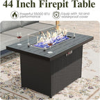 LayinSun 5 Pieces Aluminum Patio Furniture Set with Fire Pit Table, Oversized Seat with Hight Back, Outdoor Conversation Sets for Porch, Balcony, Deck