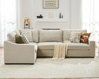 ABCASA 112" Convertible Sectional Sofa, Large L Shaped Couch with Detachable Sofa Cover, Modular Couch for Living Room, Breathable Linen Fabric Corner Sofa for Apartment, Oatmeal