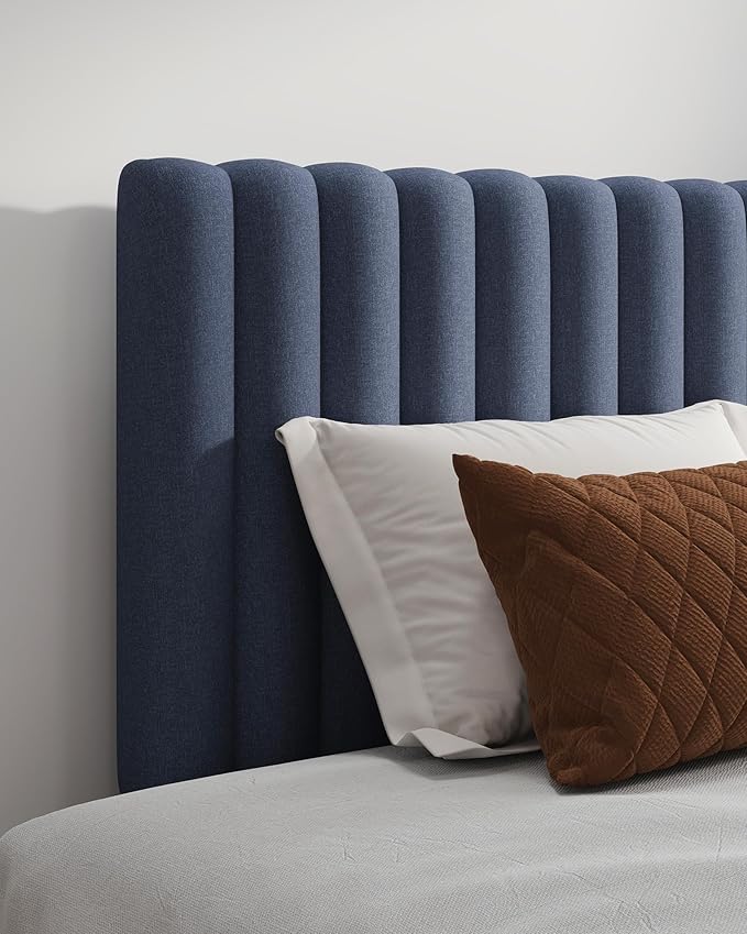 Upholstered Headboard for Twin Size, Adjustable Height Channel Tufted Headboard for Bedroom, Modern Style, Navy Blue
