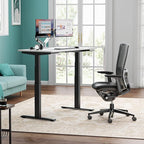 3 Stages Dual Motor Electric Standing Desk with One Piece Desktop, 48 x 24 Inch Adjustable Height Sit to Stand Up Desk for Home Office, Work & Study, Black Frame & White Desktop (2 Packages)