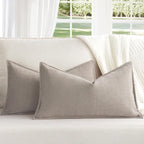 ZWJD Gray Pillow Covers 12x20 Set of 2 Chenille Pillow Covers with Elegant Design Soft and Luxurious Decorative Throw Pillows for Couch, Bed, and Home Decor