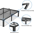 14 Inch Twin Size Bed Frame, 3500Lbs Heavy Duty Metal Platform with Round Corner Legs Mattress Slide Stopper, Steel Slat Support No Box Spring Needed, Noise Free, Non-Slip, Easy Assembly