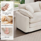 mikibama Luxury 2 Piece Sofa Set, 2 Pieces of Loveseat Couch, Modern Corduroy Comfy Cloud Couches Set for Living Room Office with 4 Armrest Pillows and 4 Toss Pillows, Beige