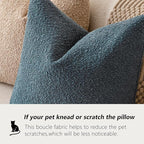 Foindtower Set of 2, Decorative Textured Boucle Throw Pillow Covers Accent Solid Pillow Cases Neutral Soft Cozy Couch Cushion Case for Chair Sofa Bedroom Living Room Home Decor 24 x 24 Inch Blue