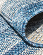 Unique Loom Outdoor Border Collection Area Rug - Soft Border (7' 10" Octagon, Blue/ Ivory)