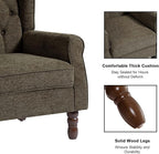 Accent Chair, Upholstered Armchair with Button Tufted High Back & Solid Wood Legs, Comfy Wingback Reading Single Sofa Chair for Small Spaces, Living Room, Bedroom-Taupe, Set of 2
