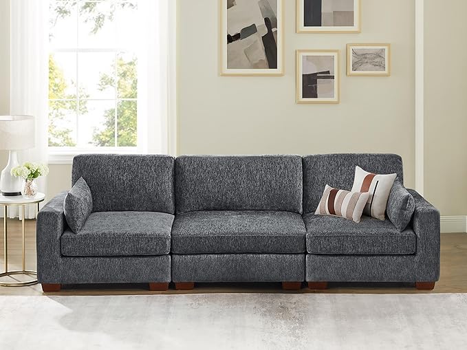 VANOMi Large Modular Sectional Sofa, Oversized Couch with Charging Station, Cloud Couch Deep Seat Sofa with Thick Cushion, Convertible Sectional Couches for Living Room Office Apartment