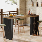 Tribesigns Home Bar Unit, 55.12-Inch Bar Table with a Spacious Tabletop, Modern Freestanding Mini Bar for Home Kitchen, Living Room, Balcony, Basement, Brown & Black