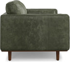 SIMPLIHOME Morrison 72-inch Wide Sofa in Moss Green Genuine Leather, Mid-Century Modern-Style Loveseat for Living Room, Single Bench Cushion, Removable Back Cushions, 2 Bolster Pillows
