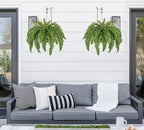 Hollyone 33" Artificial Boston Fern Hanging Basket Large 39 Leaves Fake Ferns in Rattan Pot Greenery Plants for Outdoors & Indoor Faux Fern Bush Basket Plant Patio Garden Home Decor Green
