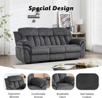 CANMOV Recliner Sofa Set, Manual Reclining Sofa with Overstuffed Armrest for Living Room,Bedroom Furniture,Office,3 Seat Grey