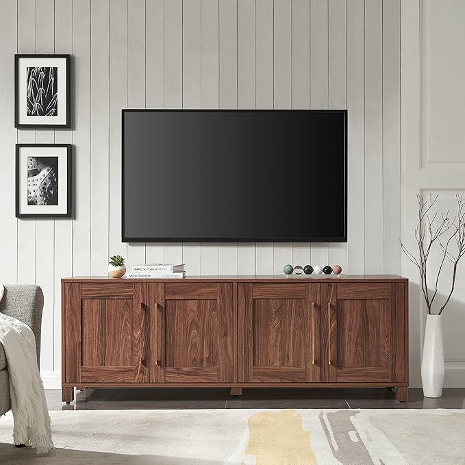 Henn&Hart Rectangular TV Stand for TV's up to 80" in Walnut, TV Stands for the Living Room