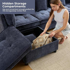 103" Modular Sectional Sofa, L-Shaped Corduroy Comfy Sectional Couches for Living Room, 3-Seater Cloud Couches with 1 Ottoman, Modern Deep Seat Sofa with Large Storage, Blue