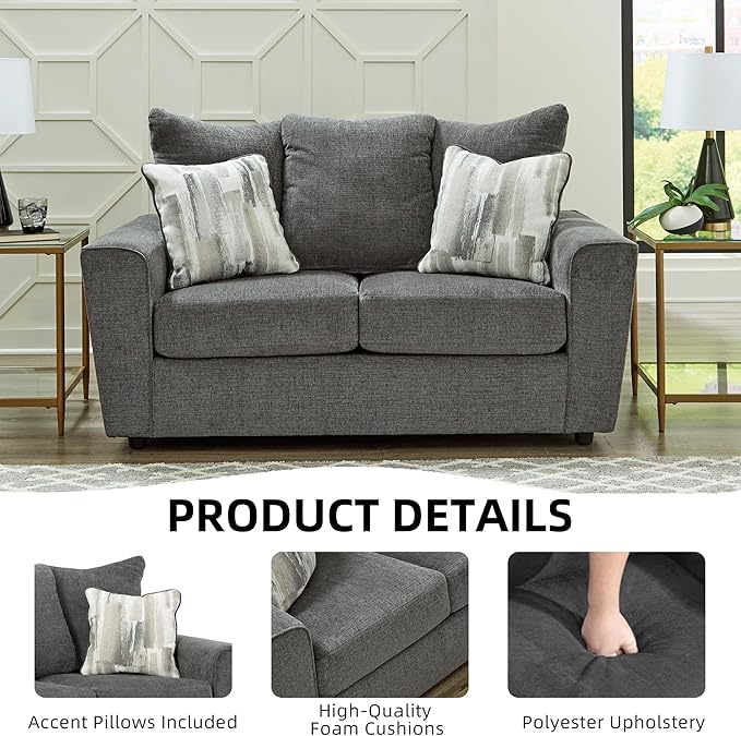 Signature Design by Ashley Stairatt Casual Loveseat with Flared Arms, Gray