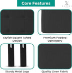Naomi Home Jessenia Queen Headboard – Adjustable Linen Upholstered Tufted Panel, Soft Padded Surface, Wall-Mount/Bed Frame Mount – Dark Gray