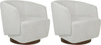 MINCETA Accent Chair,Modern Swivel Chairs for Living Room and Bedroom Reading with Wood Base,Set of 2,Performance Fabric in Ivory